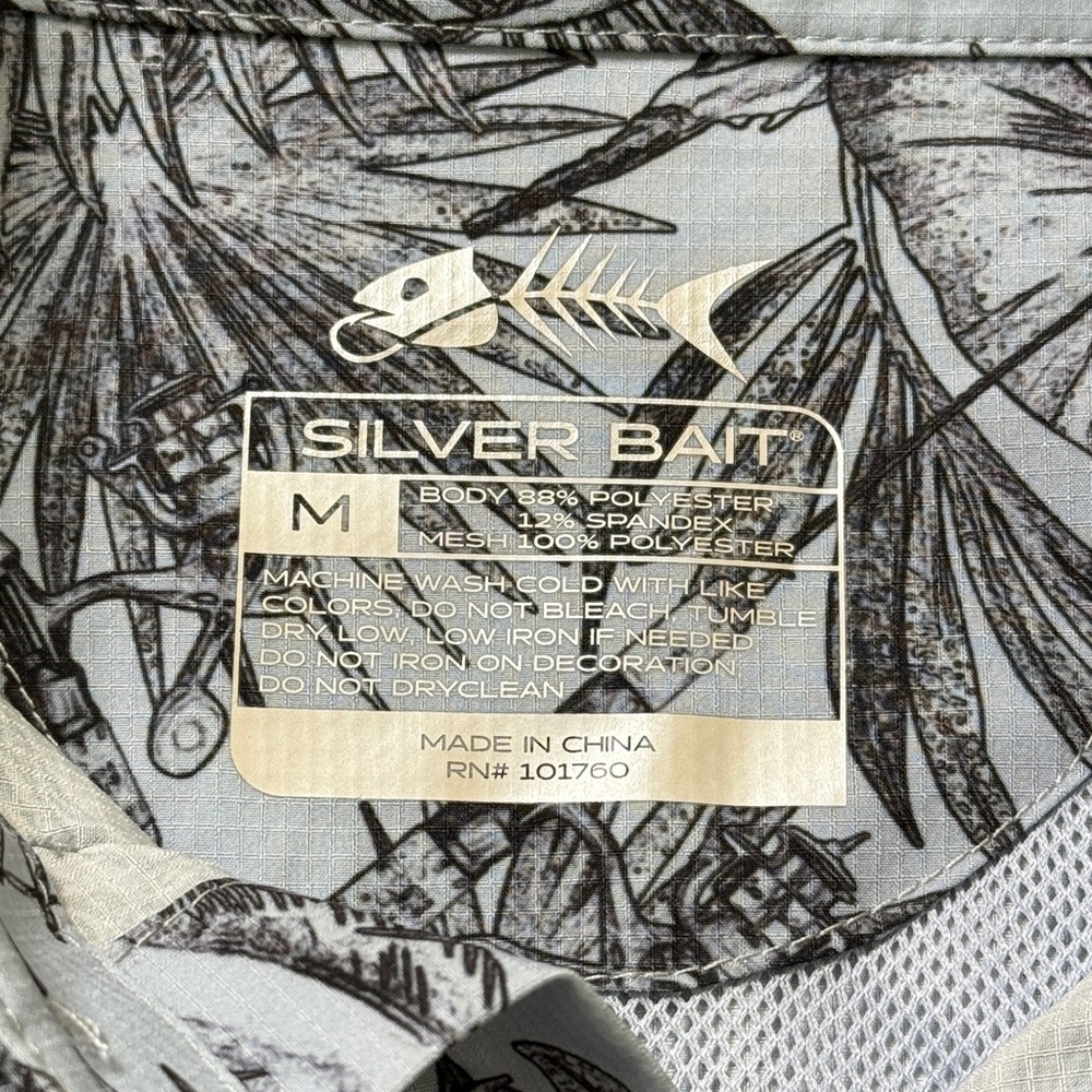 SILVER BAIT MEN’S OUTDOORS FISHING VENTILATED PRINT SHIRT BOTTON DOWN - Picture 4 of 7